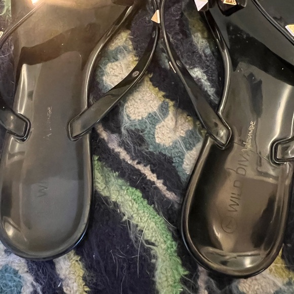 Two Pairs of Size 7 Wild Diva Studded Jelly Slides - Picture 3 of 6
